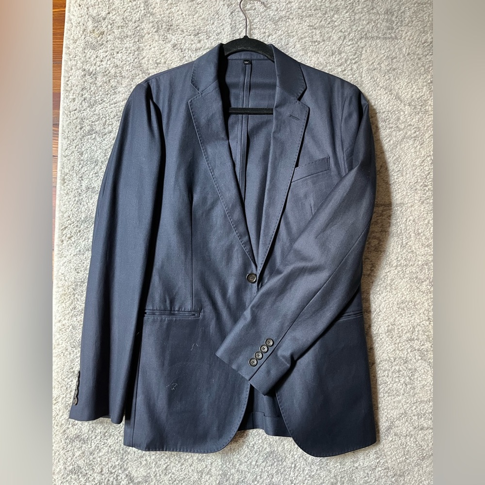 J Crew Wool Cotton Blazer Sport Coat Navy